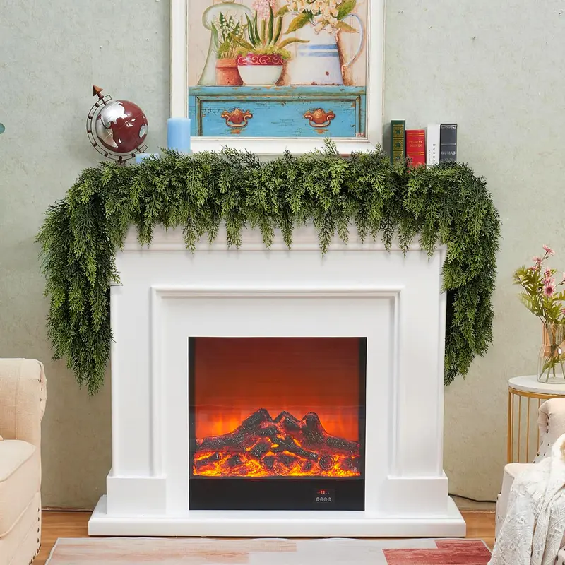 🎅🎄 Artificial Cedar Garland🌿Green Pine Garland for Table, Mantel, Wall – Perfect for Indoor & Outdoor Christmas Decorations(Same as in the video)