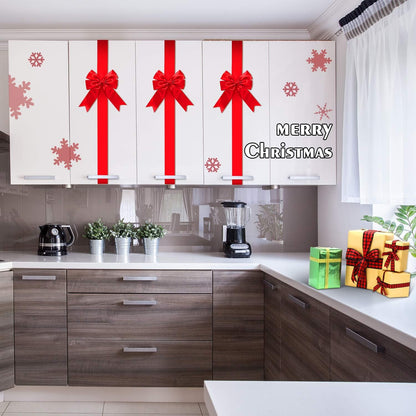 🎄Christmas Cabinet Bows – Festive Ribbon Decorations for Kitchen & Home Decor