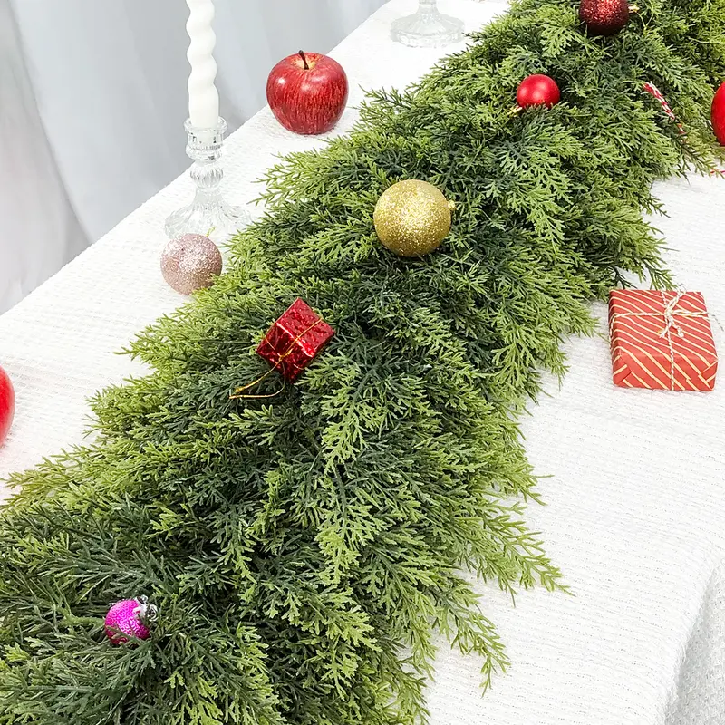 🎅🎄 Artificial Cedar Garland🌿Green Pine Garland for Table, Mantel, Wall – Perfect for Indoor & Outdoor Christmas Decorations(Same as in the video)