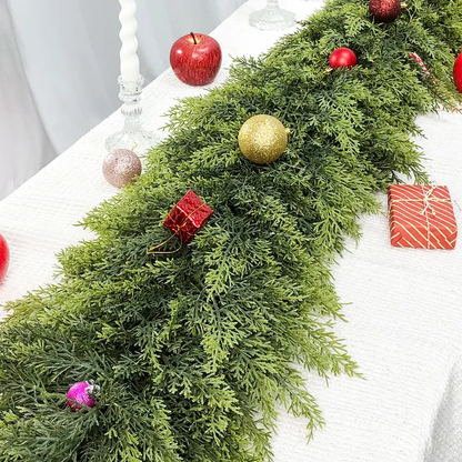🎅🎄 Artificial Cedar Garland🌿Green Pine Garland for Table, Mantel, Wall – Perfect for Indoor & Outdoor Christmas Decorations(Same as in the video)